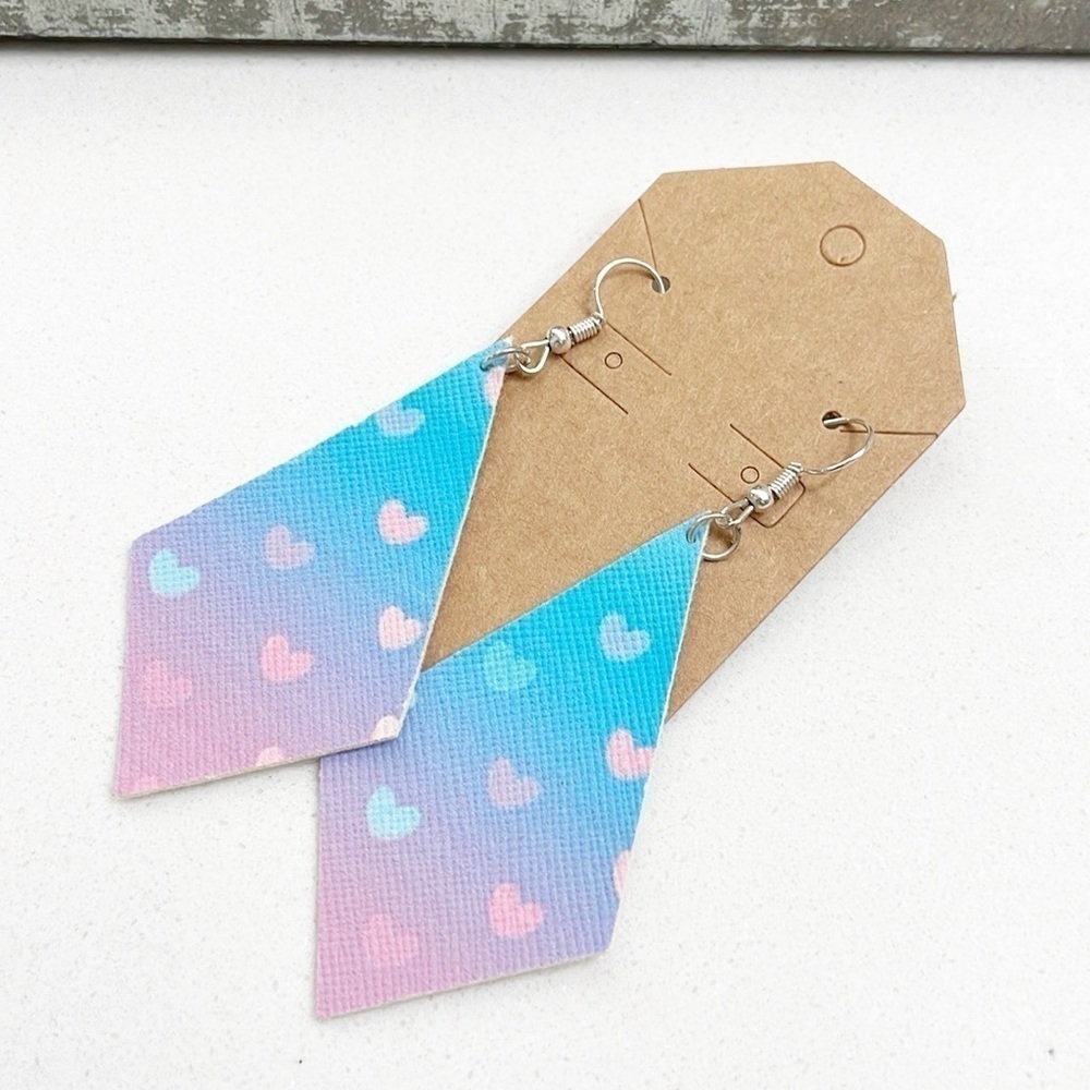 Heart print hand made earrings